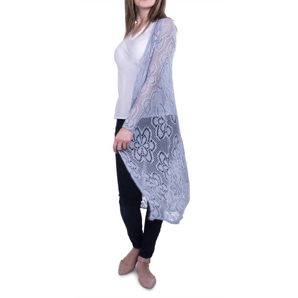 NEW GIGI MODA clara long knit cardigan in dove gray